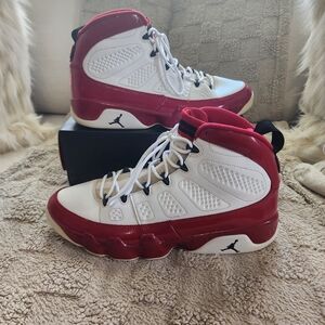 Jordan Red and White High-Top Sneakers